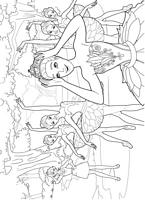 kolorowanki Barbie i magiczne baletki, ang. barbie in pink shoes malowanka baletnica, obrazek dla dziewczynek, kolorowanka do wydruku numer  1